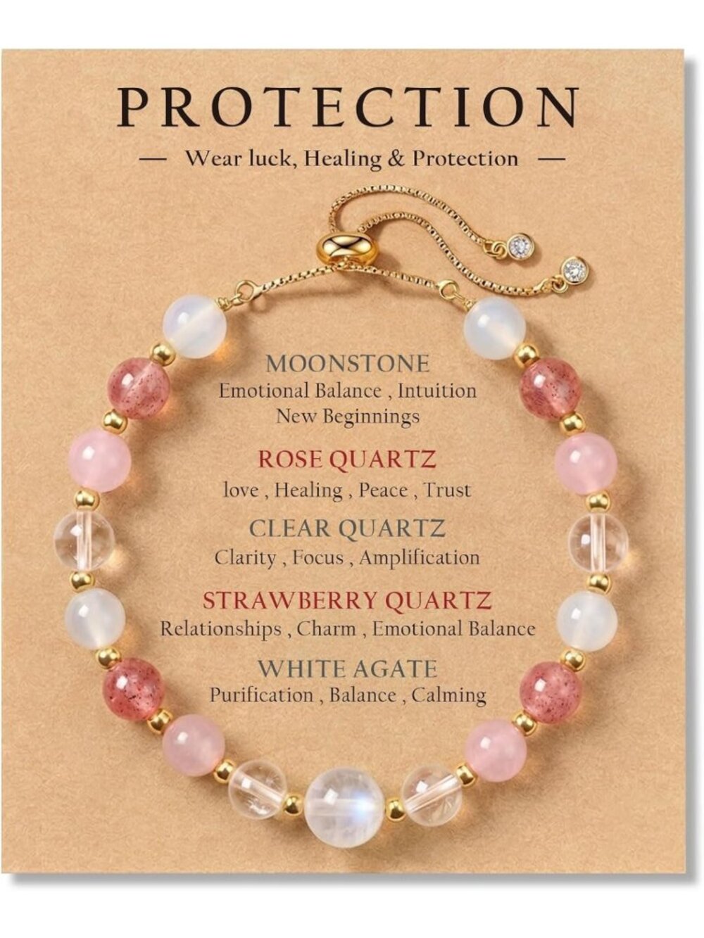 Moonstone Healing Crystal Bracelets for Women | Protection Jewelry Gifts